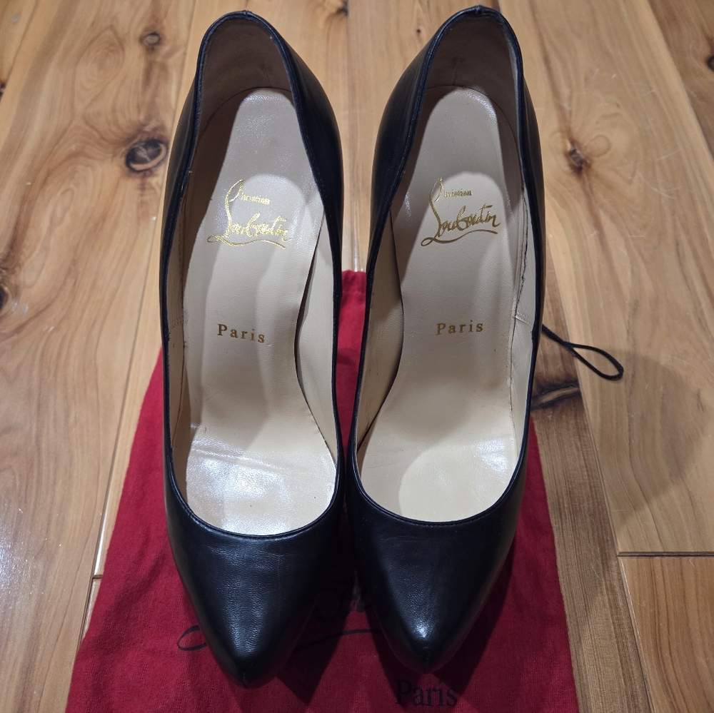 Christian Louboutin Black Leather Platform Pumps - Picture 14 of 16